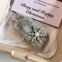 灰色毛绒绒雪花发夹刘海夹侧边夹甜美秋冬氛围感小雪掰掰夹bb夹子