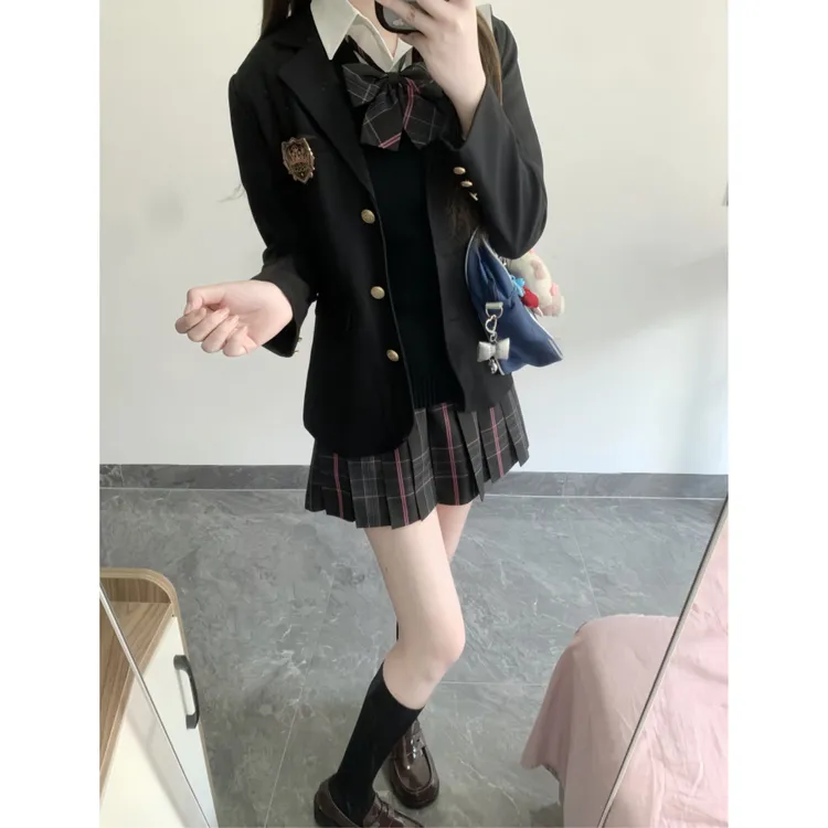 【收腰西装加厚】风吹麦香jk制服高质感三粒扣秋冬学院风校供感西服