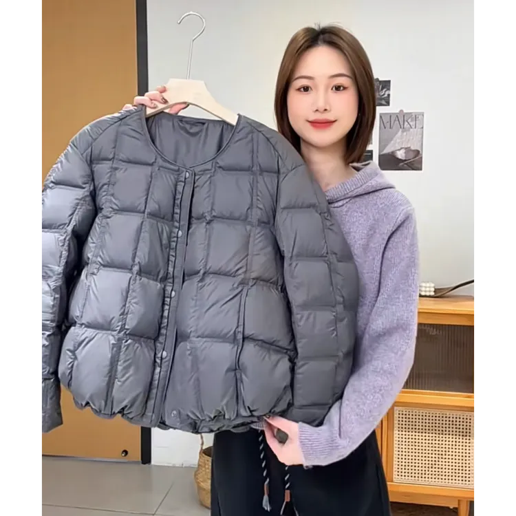 爆款圆领高级感白鸭绒羽绒服女2025冬季新款高级感短款保暖外套