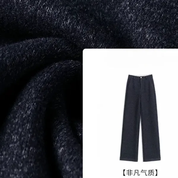 【青花瓷】羊毛阔腿裤女秋冬高腰显瘦宽松弹力加厚休闲直筒裤子
