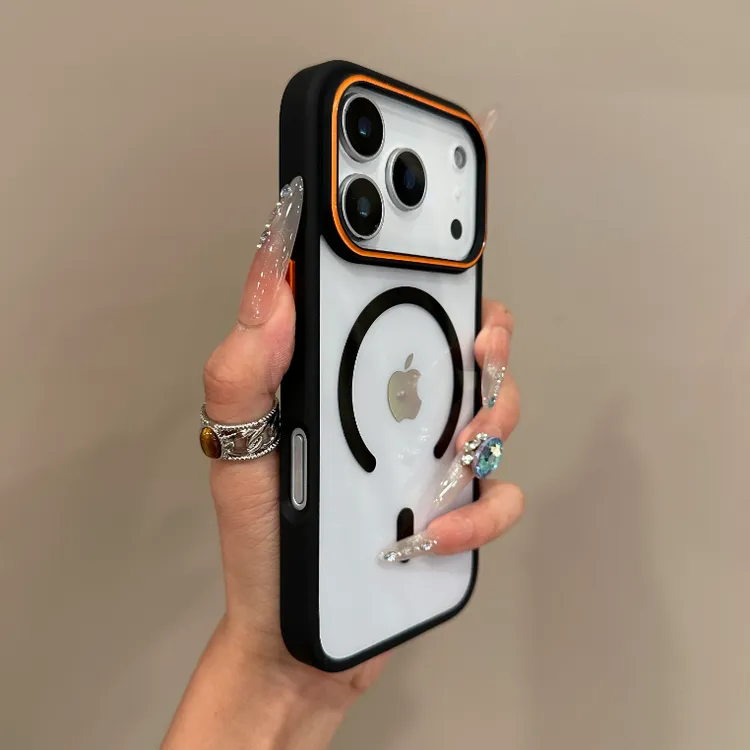 亚克力透明撞色适用苹果17promax手机壳iPhone16磁吸15全包14肤感
