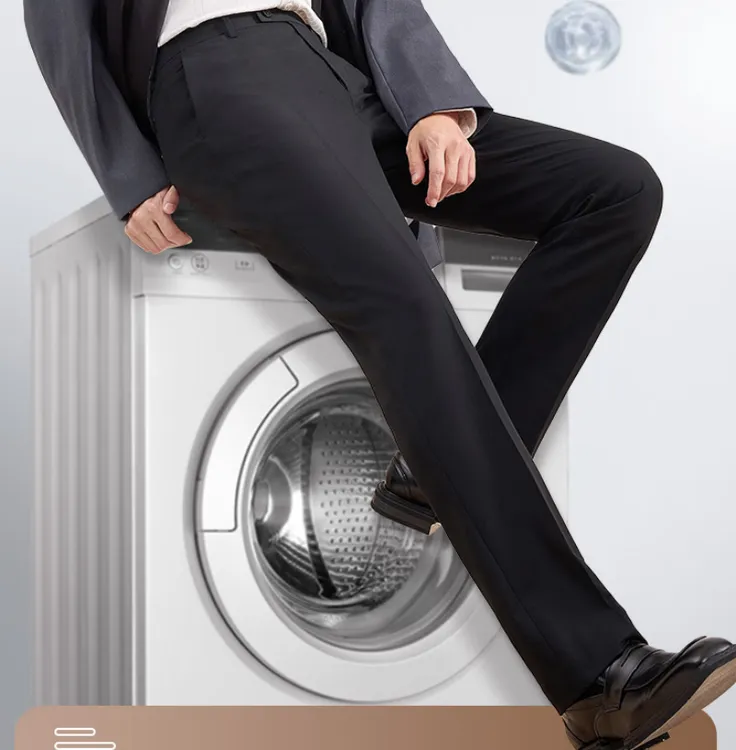 27莱赛尔男士黑青色商务休闲西裤秋季海依柜剪标修身弹力通勤上班