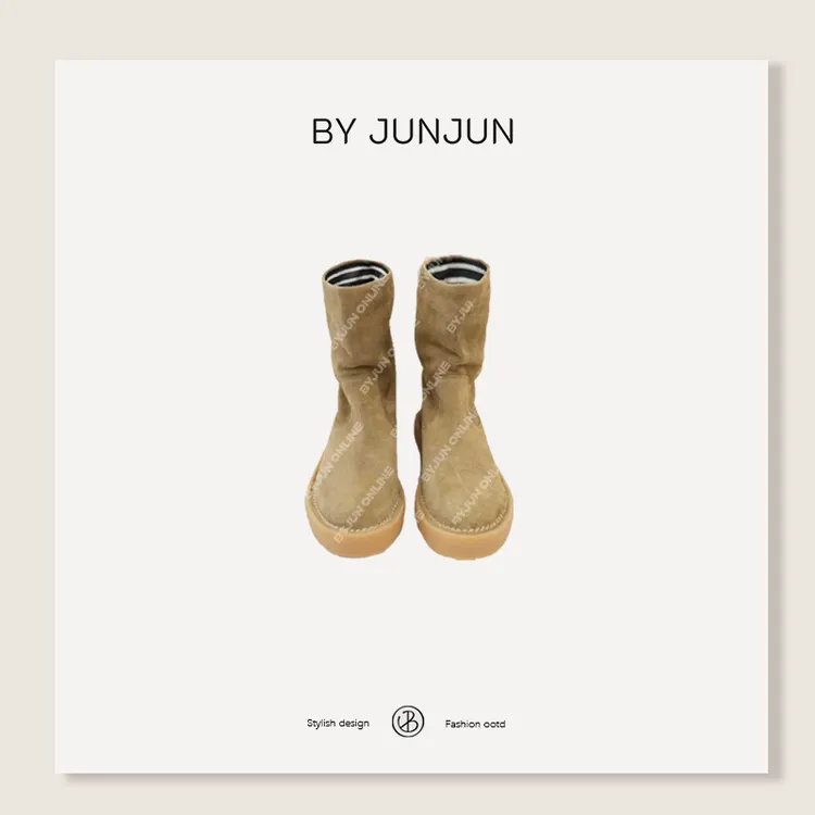 ByJunjun珺珺高级定制百搭鞋履极简牛京皮短靴C25X1426