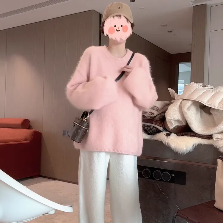 【享受冬日】秋冬新款圆领百搭时尚圆领常规版毛衣温柔慵懒C6427