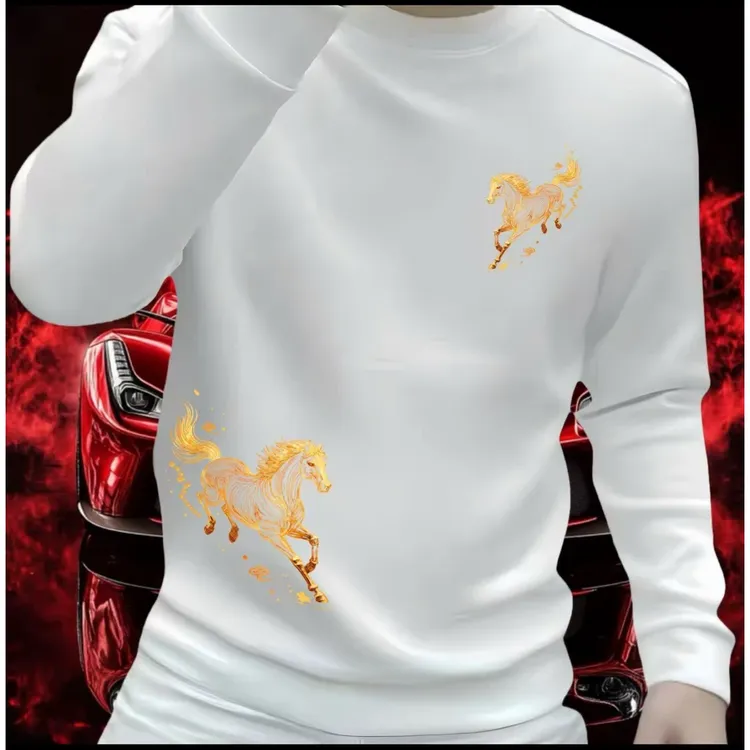 马年本命年红色卫衣男女秋冬潮流男士新款休闲装大小云马印花长袖