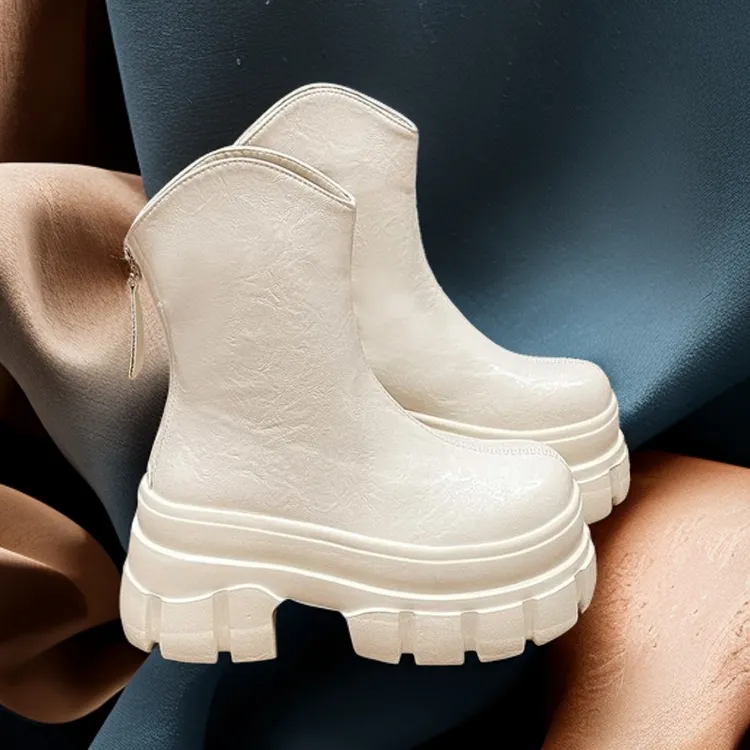 2025冬款厚底高显瘦10公分英伦风百搭加绒短靴冬季欧洲站厚底女鞋