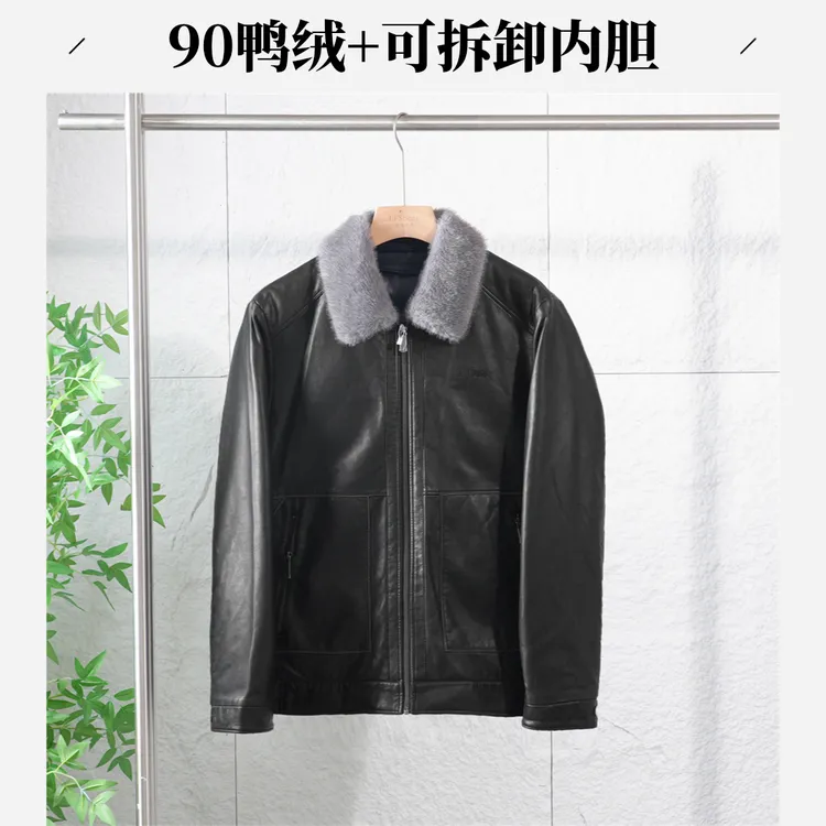 品牌撤柜冬季男士毛领可拆卸内胆羽绒服防风保暖休闲皮外套4Y022