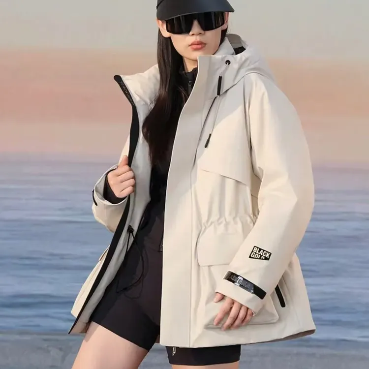 明星同款 2025新款黑金风壳5.0鹅绒服女冬季收腰风衣