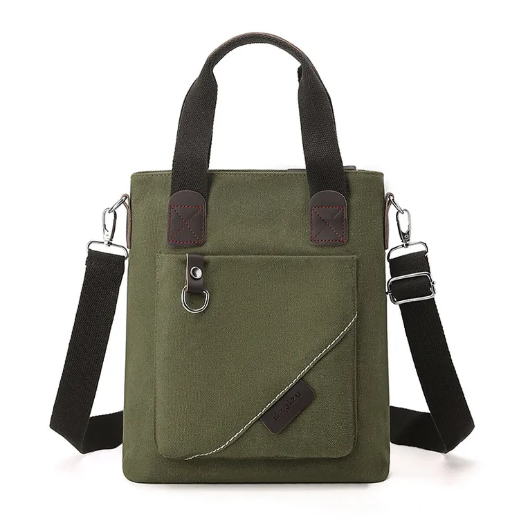 男士早春新款单肩包帆布包休闲简约百搭帆布斜跨包潮流时尚手提包