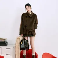 【抖音商城秋上新】LLDC牛角扣高领毛呢大衣外套女秋季LSND00335