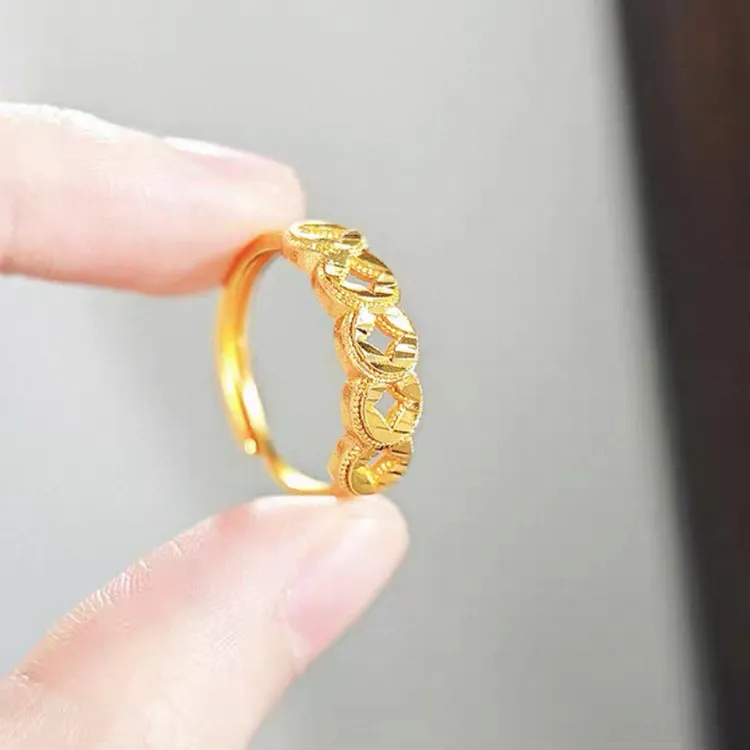 铜合金戒指 新中式碎冰冰戒指女轻奢高级感指环设计食指戒