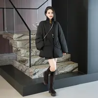 POPULARYW【冬楫】Z·R上品屋  休闲风磁吸扣立领简约腰带纯色羽绒服