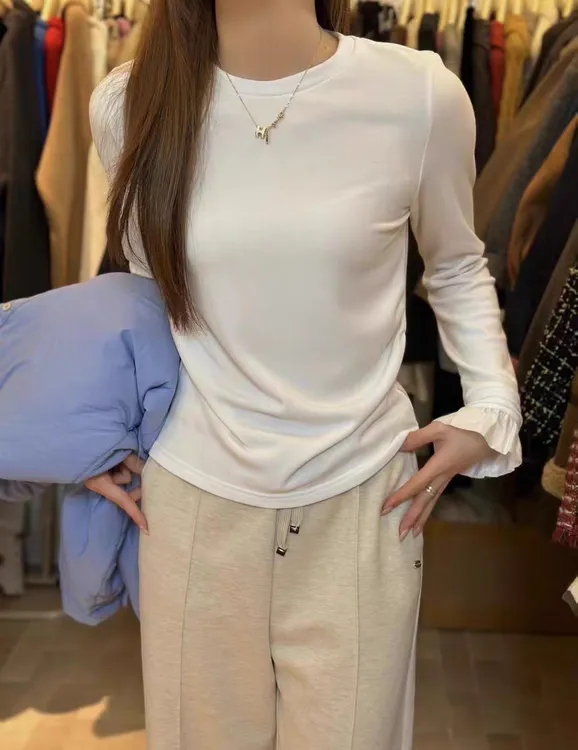 Nalian/拿恋豆子优选-欧货喇叭袖修身上衣长袖T恤打底衫女DZ98910