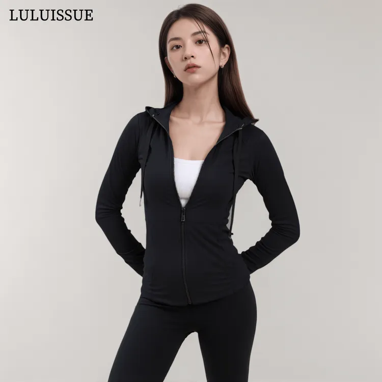LULUISSUE春秋长袖运动瑜伽服速干连帽外套女修身显瘦开衫健身