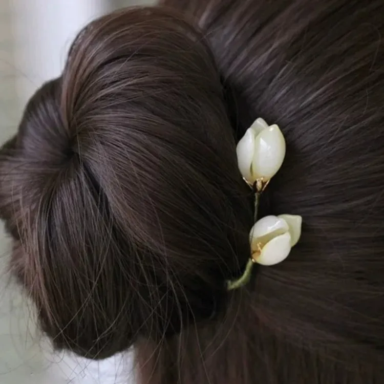 超仙手工花朵发簪气质日常盘发配饰簪子古风汉服旗袍新古风发饰