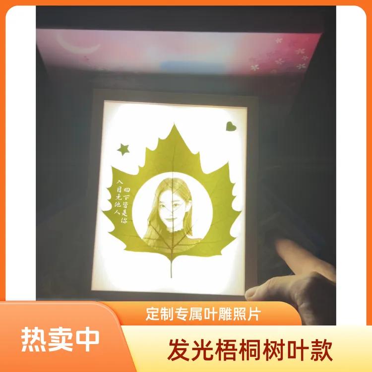 发光相框梧桐树叶照片定制圣诞七夕情人节520生日送女孩男孩礼物