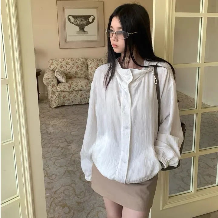 气质早秋长袖外套女生韩系ins衣服2025年新款小众纯色短裙套装