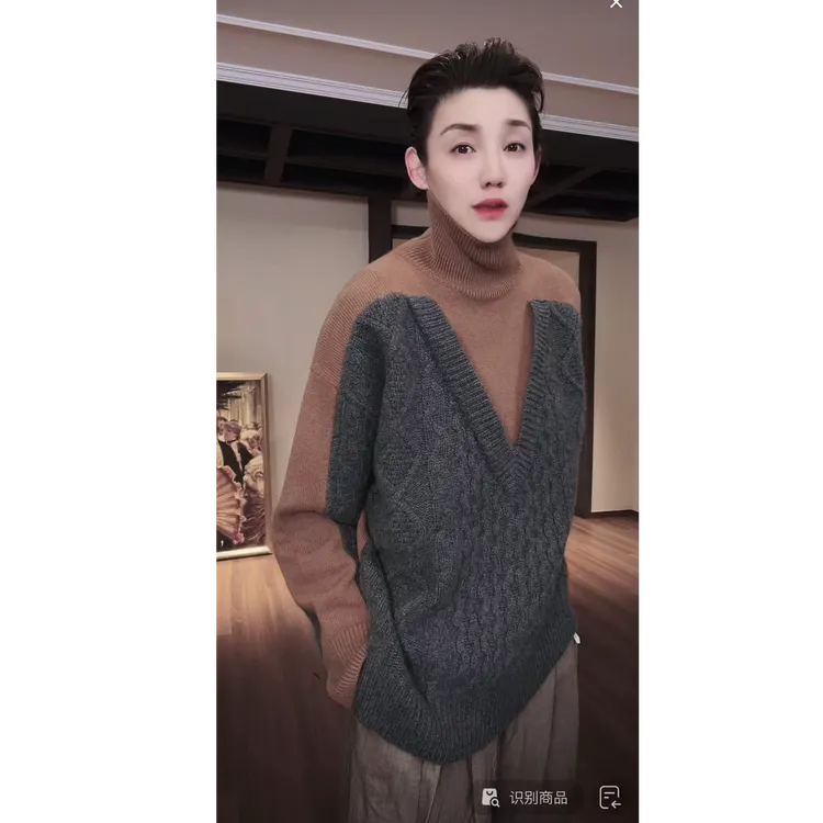 假两件设计款 羊绒 毛衣 MY0617