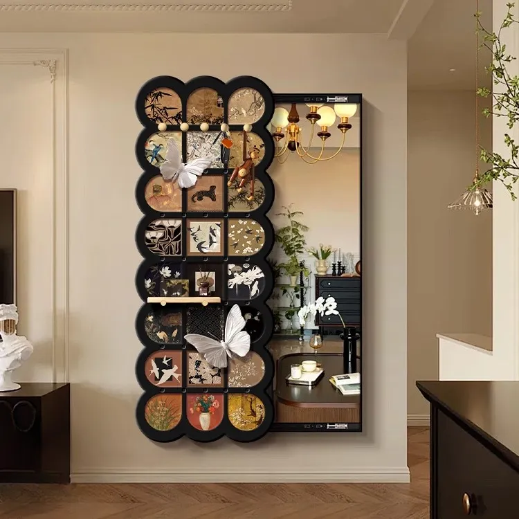 隐藏全身玄关洞洞暗藏隐形置物推拉隐藏式穿衣镜穿衣装饰画镜子