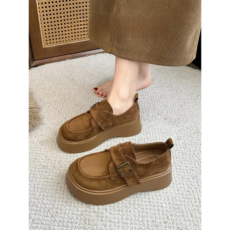 松糕厚底勃肯鞋女2025新款春季一脚蹬女鞋复古博肯单鞋全包乐福鞋