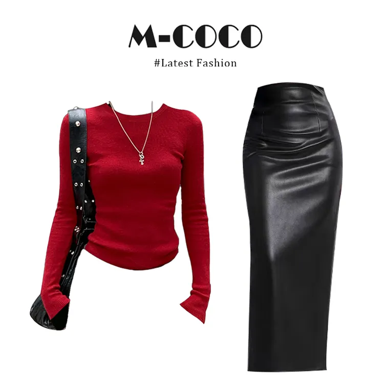 MARIE.COCO法式爆款修身针织衫长袖上衣高腰显瘦包臀半身裙套装