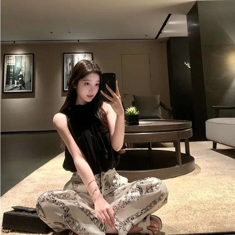 【黑道千金】韩系气质女神2025夏季新款ins性感显瘦上衣配裤子套装