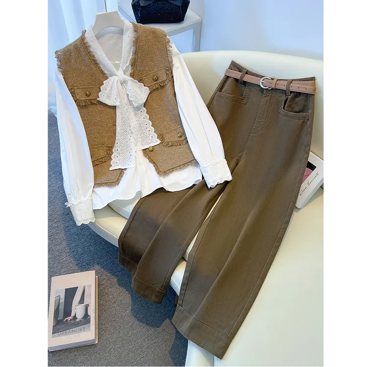 〈纪朵研〉1315小香风马甲套装女早春秋装高级感百搭气质穿搭三件套