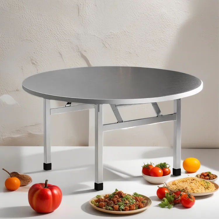 特厚加粗38- 50桌腿不锈钢可折叠家用户外大排档酒店阳台烧烤餐桌