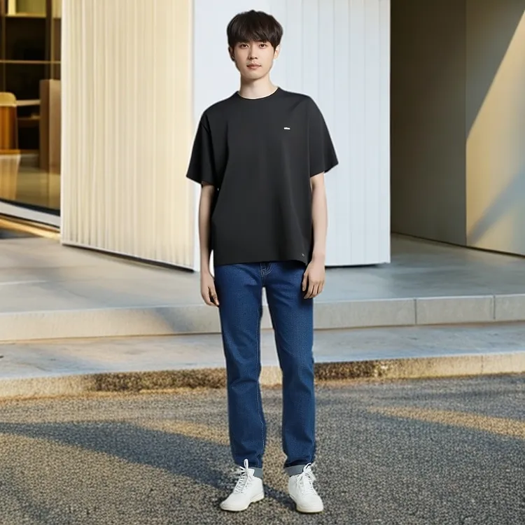 288039男士2025运动舒适时尚时尚夏季宽松圆领简约简约百搭T恤