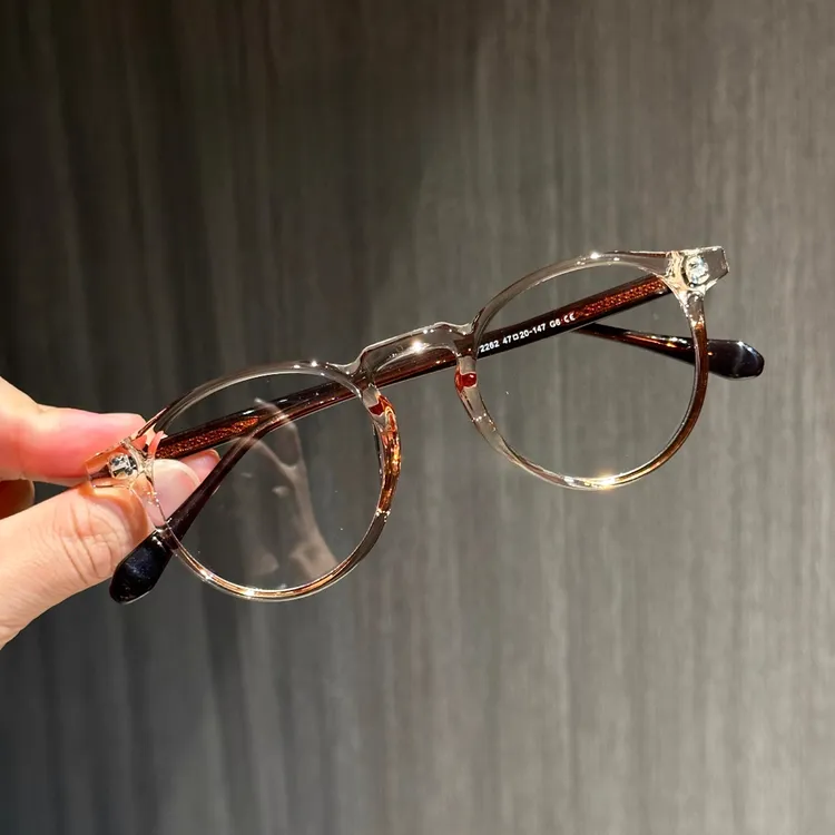 网红日韩个性复古近视眼镜框男女文艺板材脚平光镜架素颜配度数
