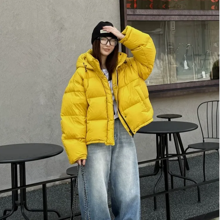 【lucky】欧版洋气短款羽绒服女2025年新款简单休闲面包服外套