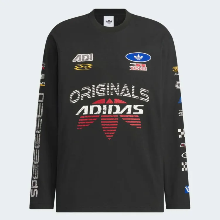 阿迪达斯MOTO LONGSLEEVE赛车风运动宽松长袖T恤KH1199