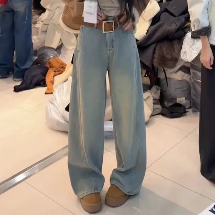 2025新款秋冬水洗牛仔裤高腰休闲风显瘦微弹LK2507692