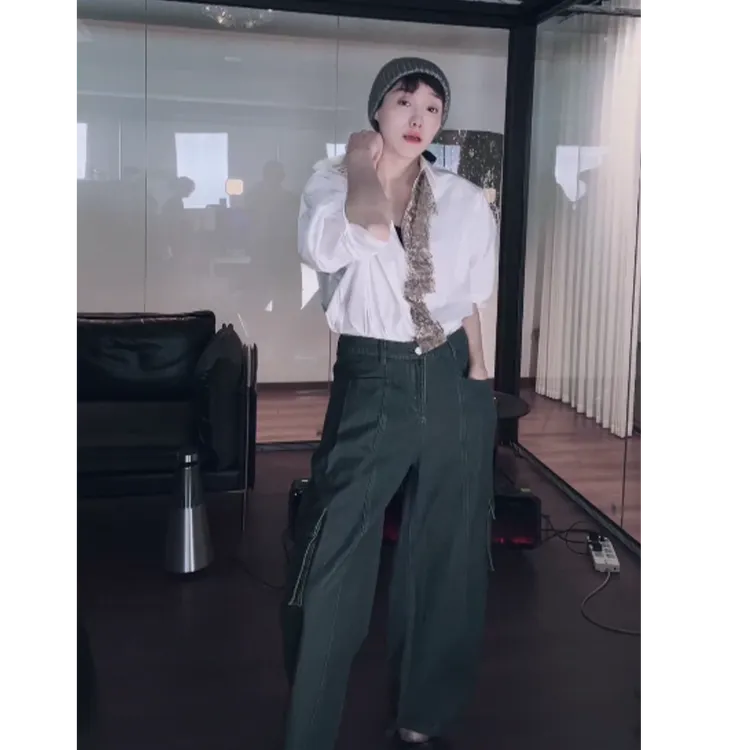 土耳其 进口牛仔 灰绿色 牛仔裤 K0745