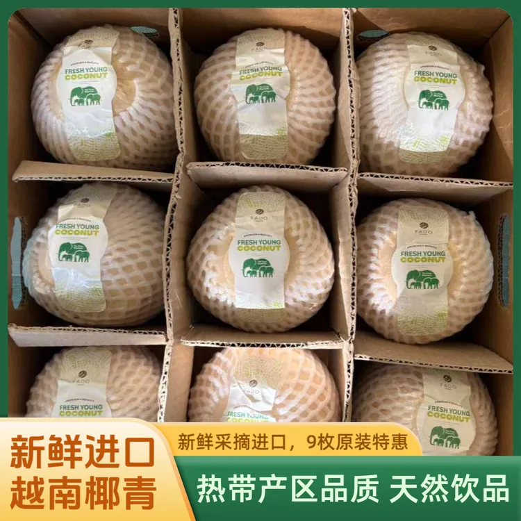 【进口椰青优惠】9枚原箱越南香水椰青850~1200g/枚 送开椰器和吸管
