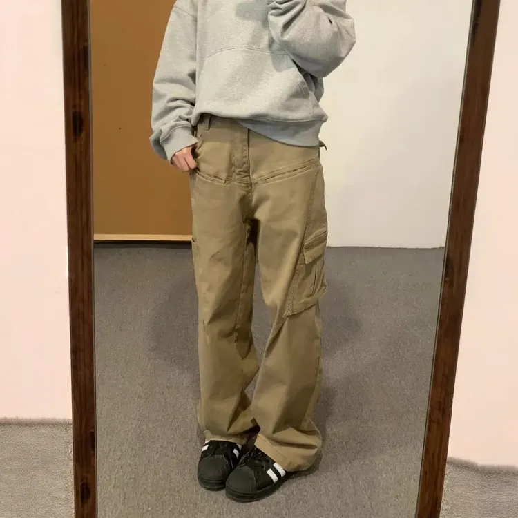 美式复古高街工装休闲弯刀裤女秋季新款设计感宽松显瘦百搭阔腿裤