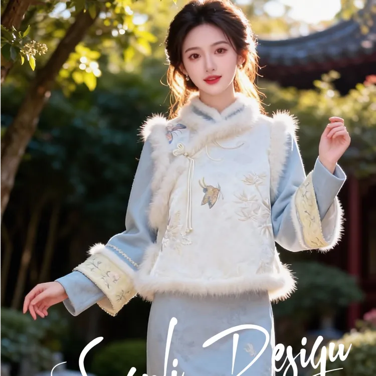 苏故里【暮雪辞】冬季加绒加厚修身显瘦气质改良新中式旗袍中长