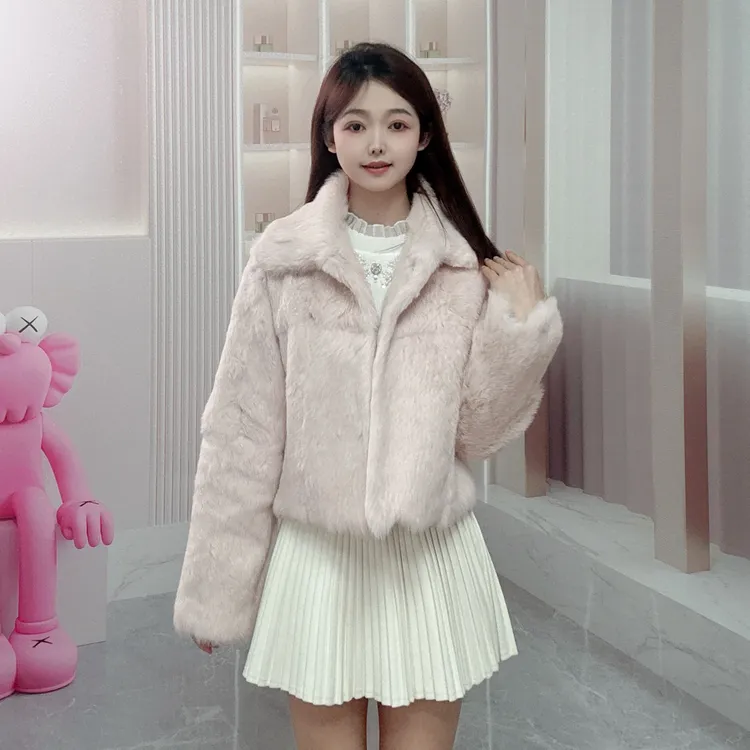 兔毛甜美风皮草外套4254319618