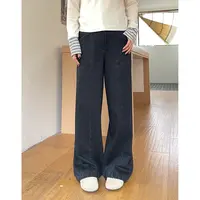 裂渡宣宣【出行焦点】微胖大码女秋百搭显瘦分割直筒牛仔裤ZY507A37