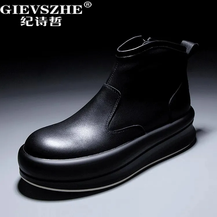 纪诗哲男鞋时尚透气百搭运动鞋男款潮流轻奢休闲鞋简约加绒马丁靴