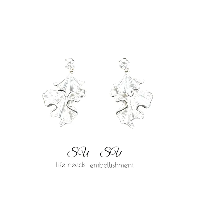 铜合金耳饰 SUSU 925银针  【银杏】 小众日常耳钉耳环耳坠652