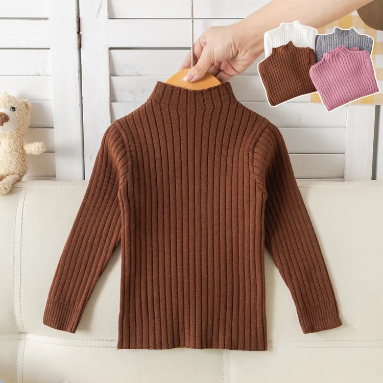 宝宝套头毛衣A类软糯纯色针织衫童装婴儿上衣韩版半高领打底衫