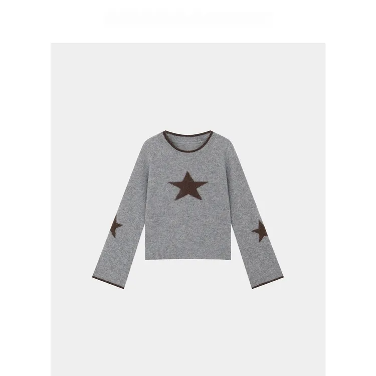 星图漫卷25秋冬轻奢设计感星星提花亮丝减龄长袖毛衣