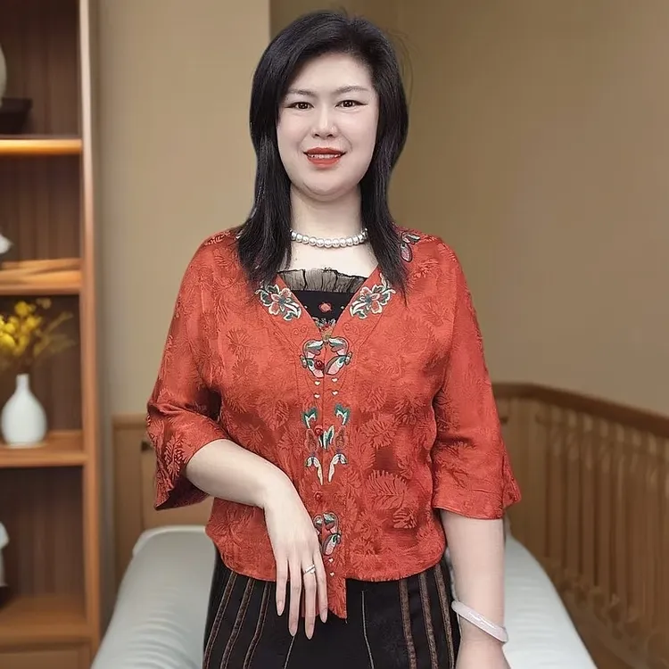 小兰国风春夏新中式【蝴蝶花】中国风时髦民族风妈妈装古风洋气上衣