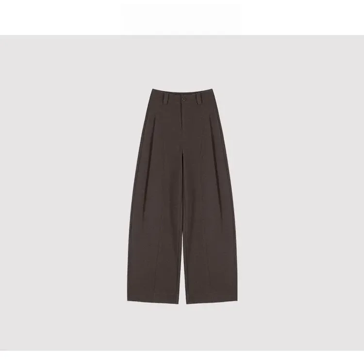 秋冬厚款呢子贝斯裤~糯感休闲裤垂感宽松直筒裤显瘦阔腿裤女1527