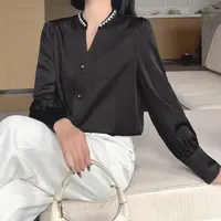 【锦衣服饰】WZ 24 B 39领口重工镶钻V领衬衫