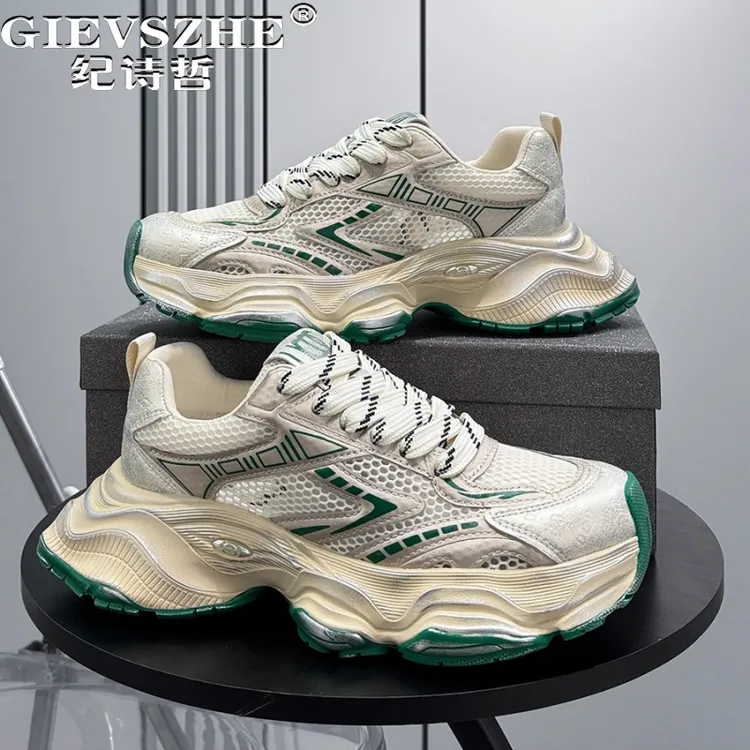 纪诗哲男鞋潮流网面透气运动鞋男款时尚轻便休闲鞋厚底舒适老爹鞋