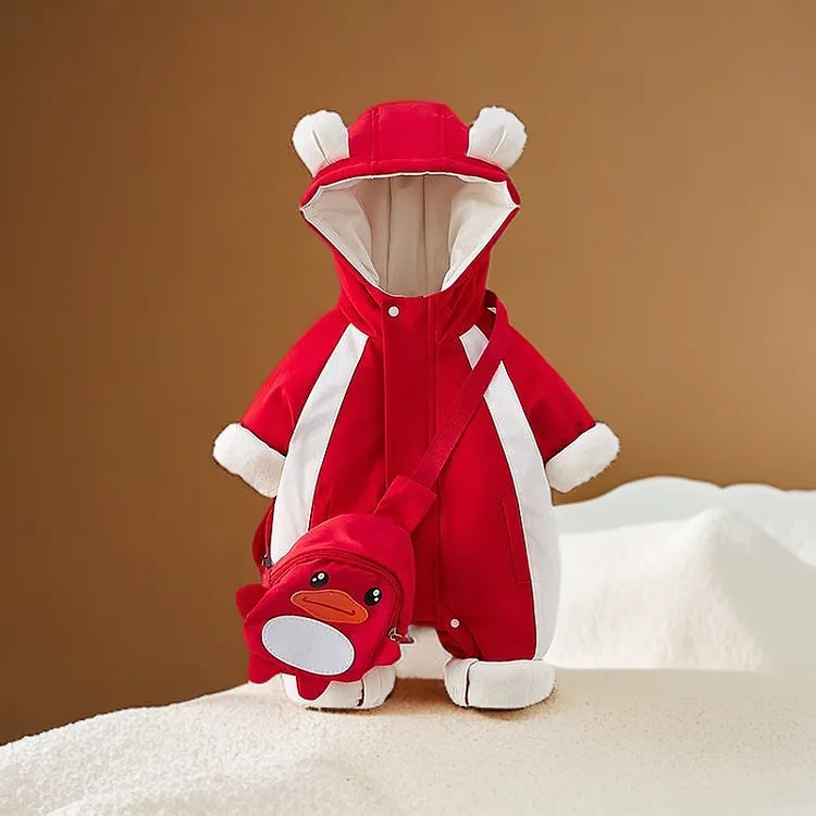 冬季卡通衣服宝宝拜年服加厚洋气幼儿女宝加绒冬装儿童新生儿棉服