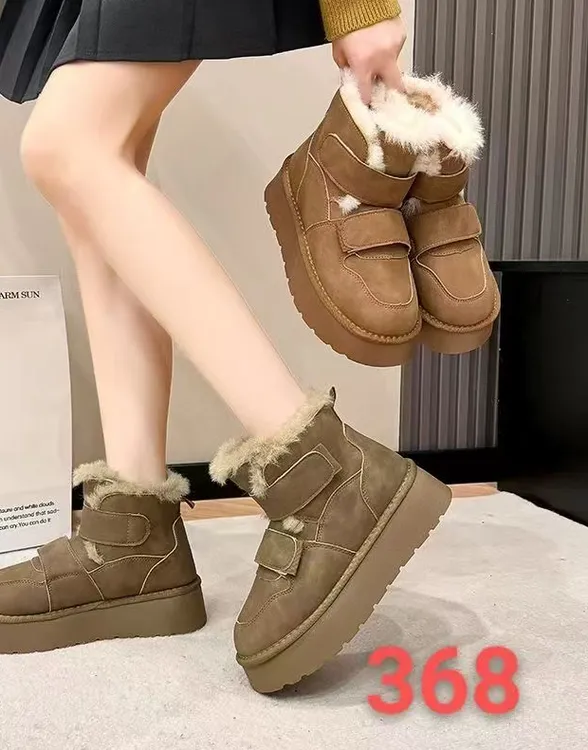 【华小姐】冬季新款时尚潮流圆头平底百搭雪地靴加绒厚底368