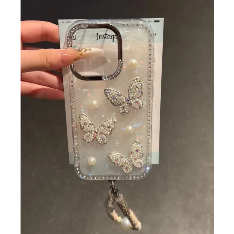 诚星泽仙女贝壳纹珍珠蝴蝶结适用苹果16PRO手机壳iPhone15/14新款